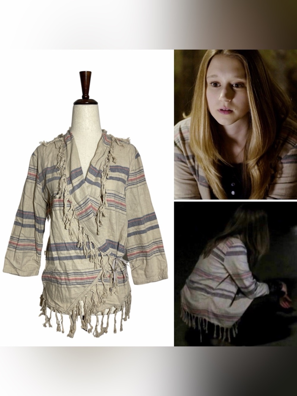Levis San Francisco • Mojave Stripe Tassel Wrap Cardigan L ASO Violet Harmon